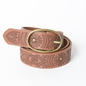 Camel Belt with Oval Buckle